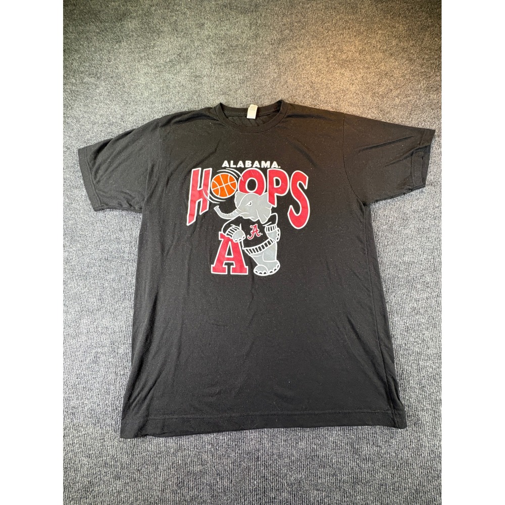 Alabama Crimson Tide Hoops Big Al Basketball T-Shirt Black Mens Large Tultex